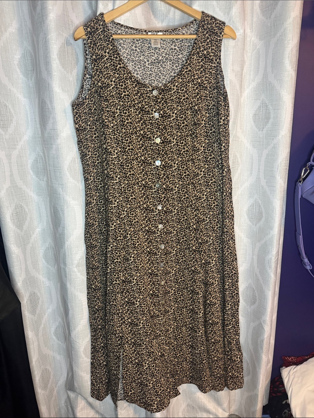 JBS Women Sleeveless Maxi Dress Brown Black Leopard Print Size 16W